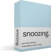 Snoozing - Hoeslaken - Extra hoog - Tweepersoons - 140x220 cm - Percale katoen - Hemel