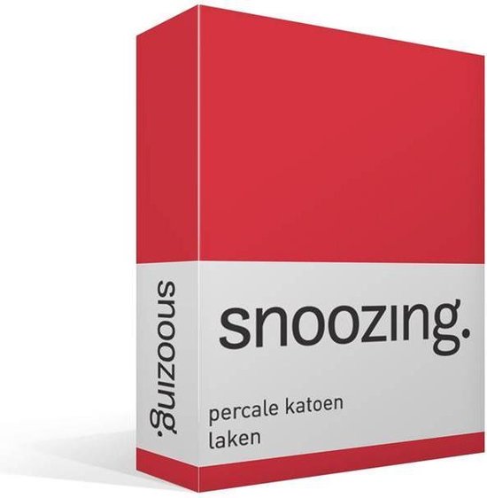 Snoozing - Laken - Lits-jumeaux - Percale katoen - 240x260 cm - Rood