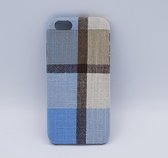 Stoffen – geruite blauw bruine – back case voor iPhone 6