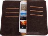 Mocca Pull-up Large Pu portemonnee wallet voor HTC Desire 728