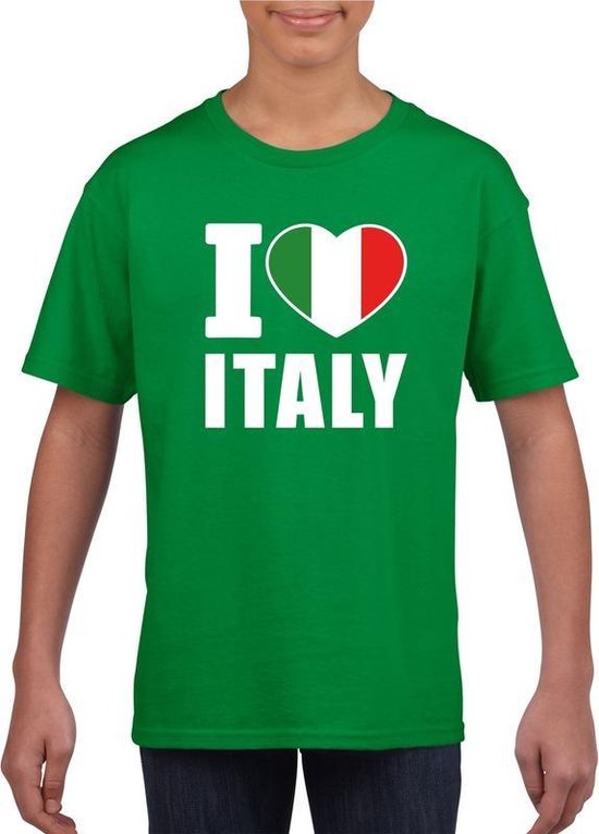 Groen I love Italie fan shirt kinderen 110/116