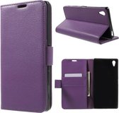 Litchi Cover wallet case hoesje Sony Xperia Z5 Premium paars