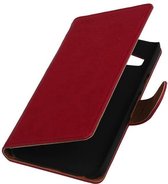 Fuchsia echt leer lederen bookcase case Telefoonhoesje voor de Huawei Ascend Y530