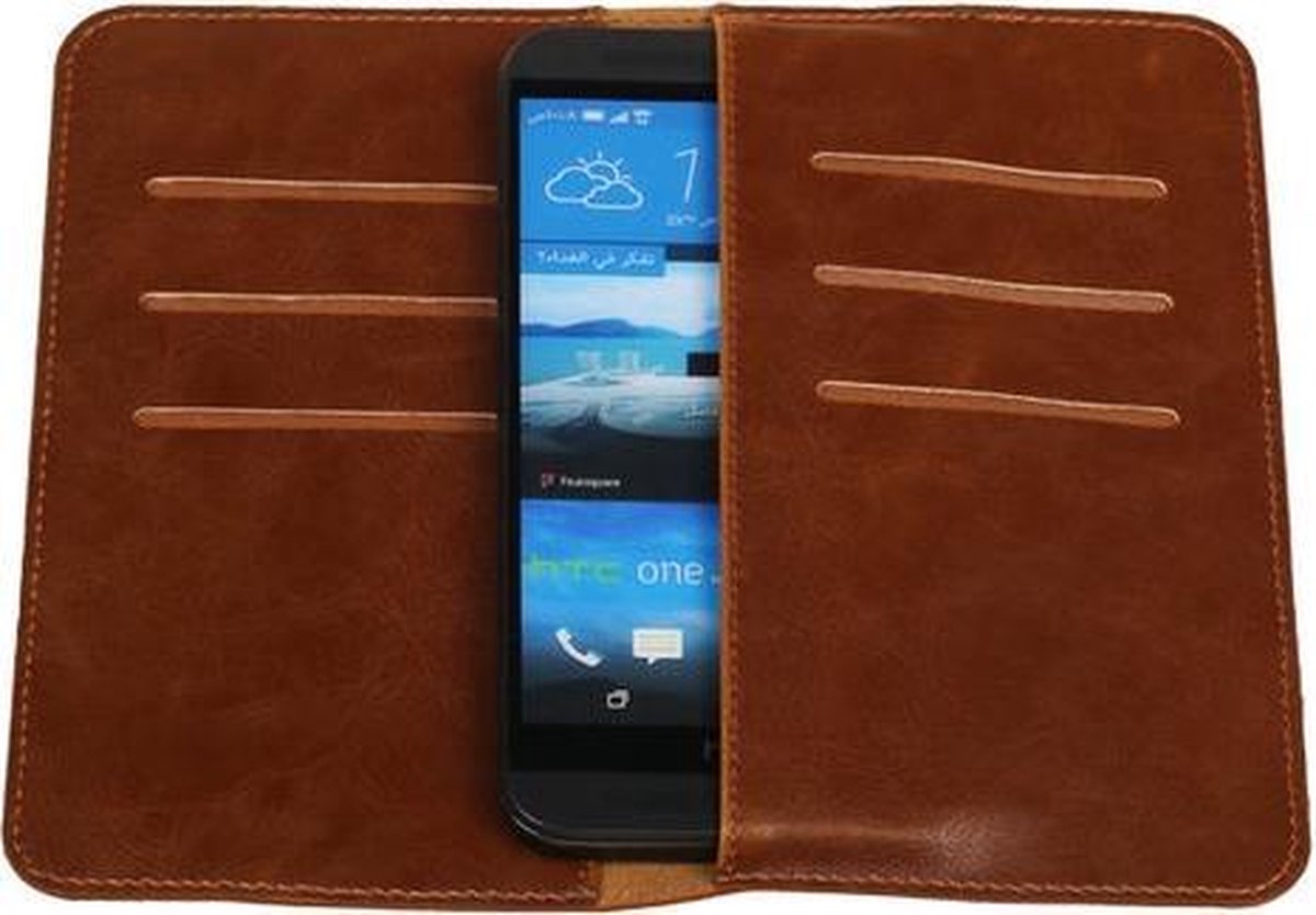 Bruin Pull-up Medium Pu portemonnee wallet voor LG K4