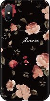 Luxe Bloemen Flower Cover | Apple iPhone X | iPhone XS | Siliconen TPU | Soft case cover | Rood - Roze - Zwart hoesje