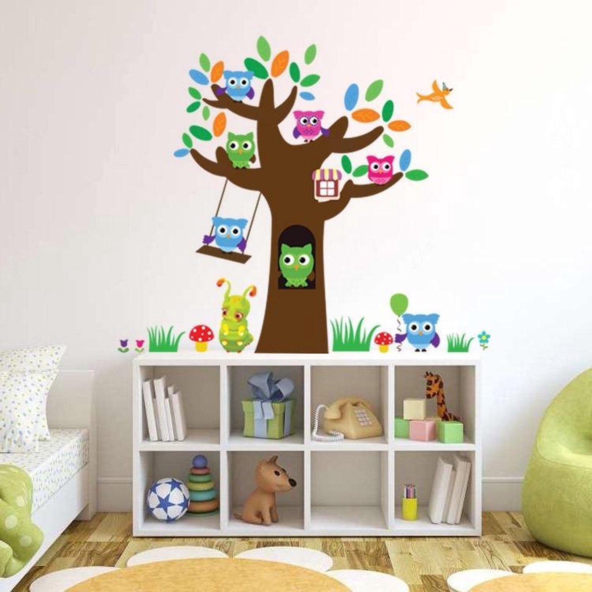 Muursticker Boom met Uiltjes