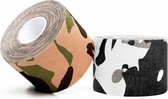 #DoYourFitness - 3x Camouflage Kinesiologie Tape - Sporttape - 100% geweven katoen / waterbestendig - rollengte 5m, breedte 5cm - Arctic