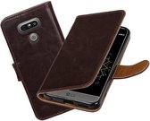 Pull Up TPU PU Leder Bookstyle Wallet Case Hoesje voor LG G6 Mocca