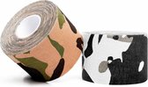 #DoYourFitness - 1x Camouflage Kinesiologie Tape - Sporttape - 100% geweven katoen / waterbestendig - rollengte 5m, breedte 5cm - Jungle