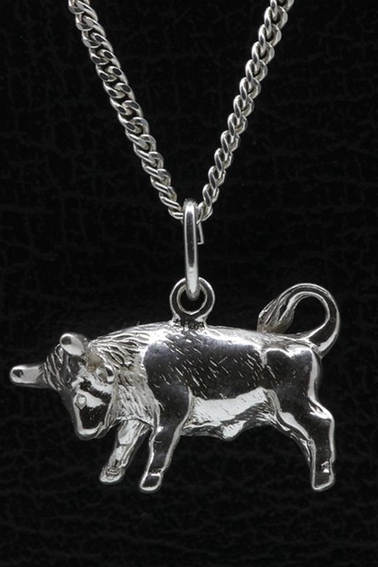 Pendentif collier en argent signe du zodiaque Taureau - grand