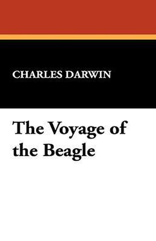 Boek kaft met de titel "The Voyage of the Beagle" door Charles Darwin.