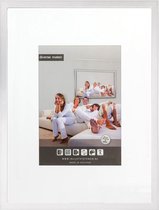 Vlakke Houten Wissellijst - Fotolijst - 40x60 cm - Helder Glas - Wit - 15 mm