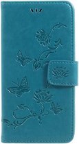 Bloemen Book Case - Samsung Galaxy J5 (2017) Hoesje - Blauw