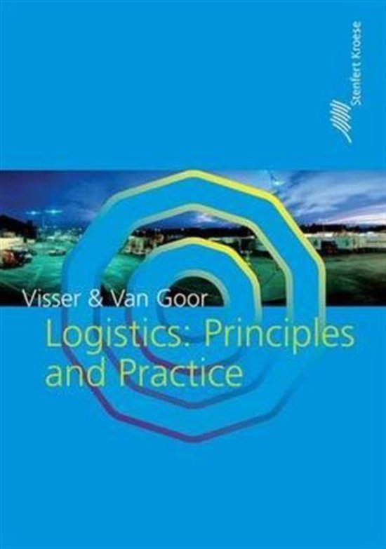 Boek "Logistics: Principles and Practice" door Visser & Van Goor, met blauwe cover en geometrische vorm.