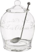 Olijvenpot m/lepel H15cm Glas