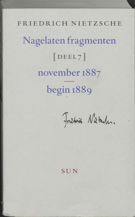 Cover van het boek 'Nagelaten fragmenten / 7 november 1887 - begin 1889 / druk 1' van Friedrich Nietzsche