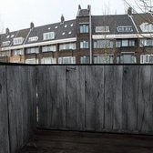 Balkonscherm grijze steigerplanken - BalkonschermenHout - Vinyl - 100x350cm Enkelzijdig