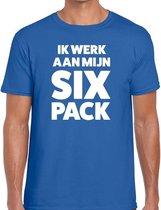 Ik werk aan mijn SIX Pack heren T-shirt blauw XL