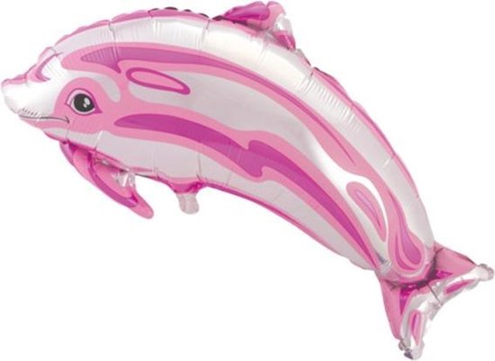 Folie ballon als dolfijn 80 cm groot kleur roze