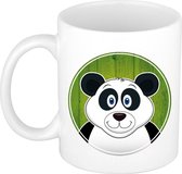 1x Panda beker / mok - gekleurd - 300 ml keramiek - kinder dieren bekers