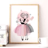 Postercity - Design Canvas Poster 2 Vriendinnen - BFF / Kinderkamer / Muurdecoratie / 40 x 30cm / A3