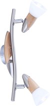 Spotserie Globo Lord II - Nikkel mat/Hout - 2 lichts