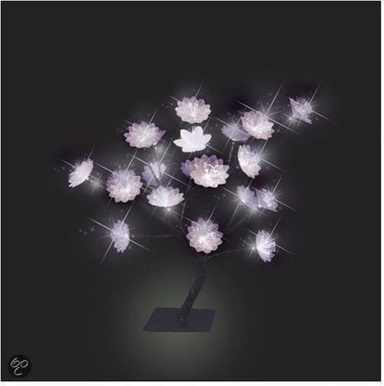 Luca Lighting Boom met bloemen en LED fiber verlichting Werkt op batterijen Koud wit