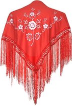 Spaanse manton - omslagdoek - voor kinderen - rood wit - bij flamencojurk