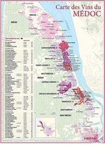 Kaart des Vins du MEDOC gevouwen 30x40cm