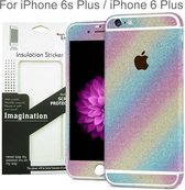 Xssive Glitter Sticker voor Apple iPhone 6 Plus of Apple iPhone 6s Plus Regenboog motief print Duo Pack/2 stuks