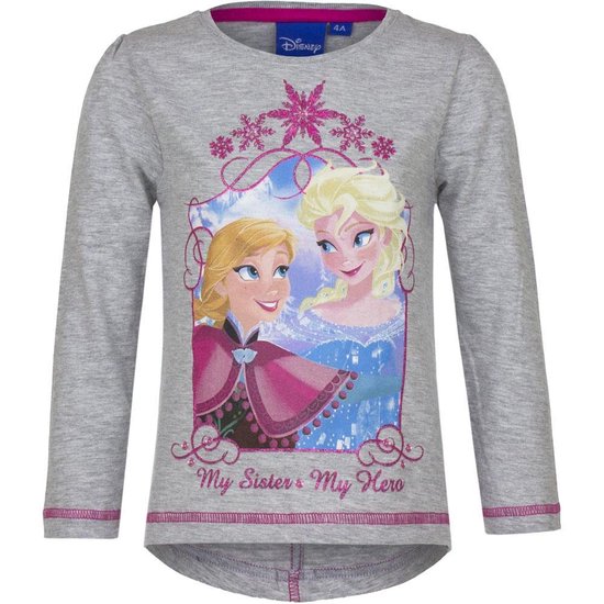 Disney Frozen Shirt - Lange Mouw - Grijs - Maat 116 - 6 jaar/114 cm