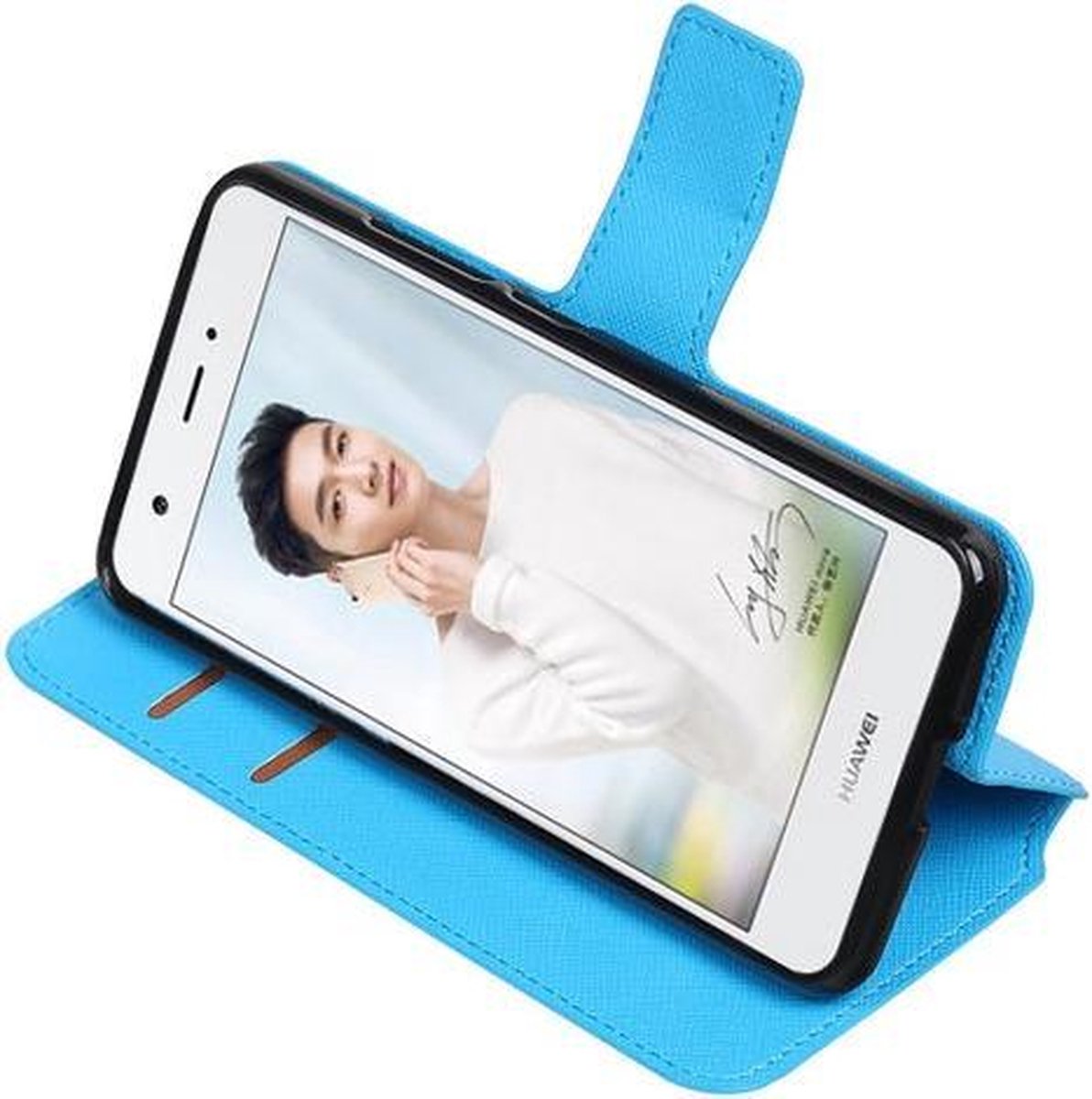 BestCases.nl Blauw Huawei Nova Plus TPU wallet case booktype hoesje HM Book op Prijzenvolger.com