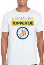 Wit feest shirt - Je bent een toppertje met duim omhoog voor heren L