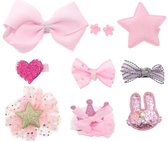 Haarspeldjes meisje - set roze - speldjes en haarschuifjes - geschenkset- 10 stuks
