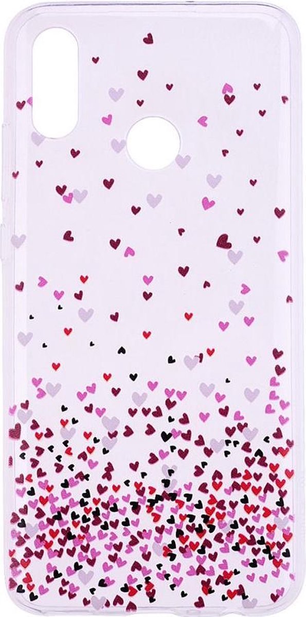 Shop4 - Samsung Galaxy M20 (Power) Hoesje - Zachte Back Case Hartjes Transparant