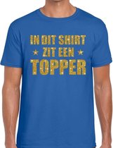 Toppers In dit shirt zit een Topper goud glitter tekst t-shirt blauw voor heren - heren Toppers shirts M