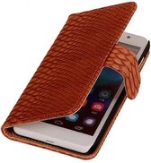 Mobieletelefoonhoesje.nl - Huawei Ascend P6 Hoesje Slang Bookstyle Bruin