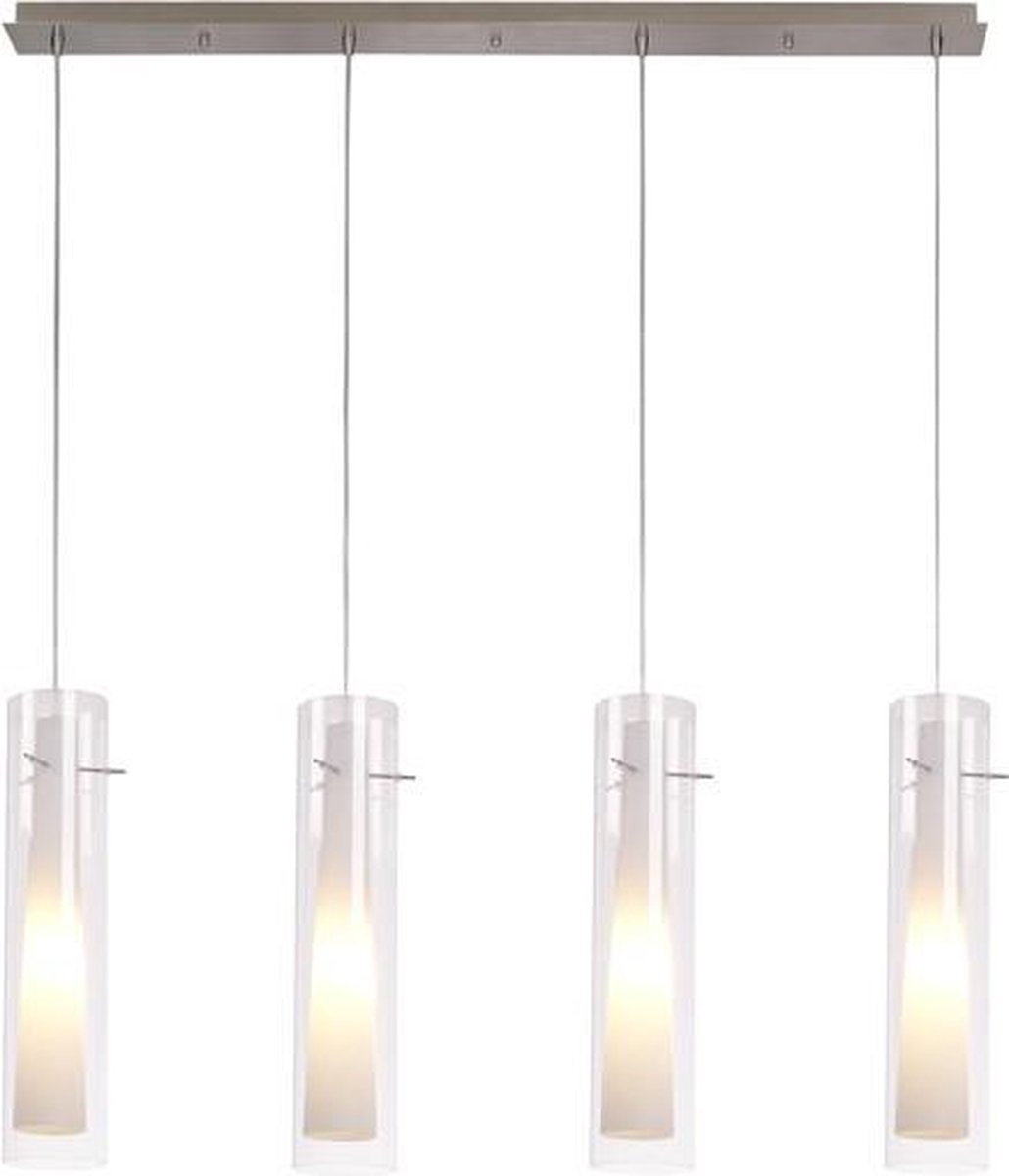 romantisch Eindeloos Echt Hanglamp - Cilinder glas - 4 lichts - kelken - staal / chroom | bol.com