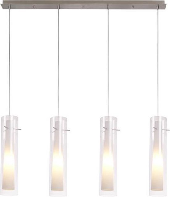 Snooze Opknappen opladen Hanglamp - Cilinder glas - 4 lichts - kelken - staal / chroom | bol.com