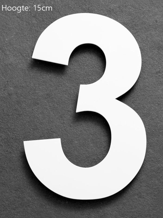 Xaptovi Numéro de maison 3 Matériel: acier inoxydable - Hauteur: 15cm - Couleur: Wit