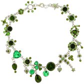 Ketting zilver kleur met groene stenen