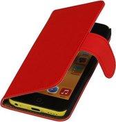 Rood Effen Booktype Apple iPod Touch 4 Wallet Cover Hoesje