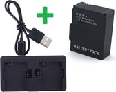 Proqam® Dual Charger + Batterij voor GoPro Hero 3/3+ (externe oplader,accu)