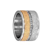 Quiges Stapelring Ring Set  - Dames - RVS zilverkleurig met roségoudkleurig - Maat 17 - Hoogte 10mm