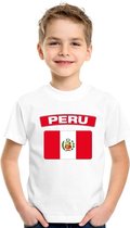 T-shirt met Peruaanse vlag wit kinderen XS (110-116)