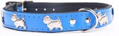 Dog's Companion - Leren halsband Westie - Lengte: 45cm (35-41cmx20 mm), Kleur: Blauw / Zwart