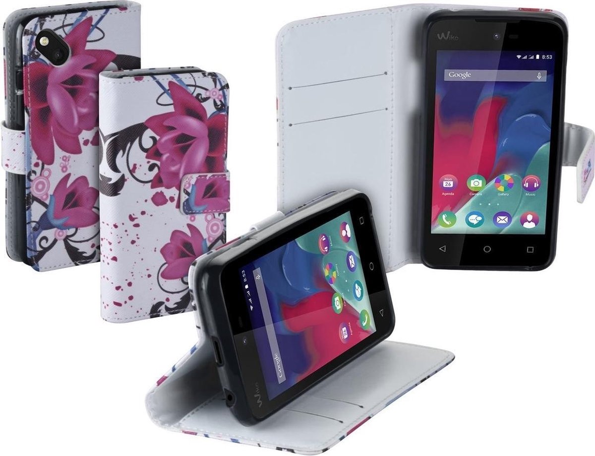 Bloemen design TPU bookcase hoes voor Wiko Sunset 2 wallet cover