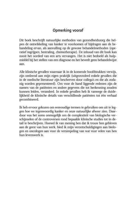 Een pagina uit het boek 'Antikanker' met tekst over natuurlijke methoden ter voorkoming en behandeling van kanker....