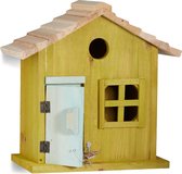 Relaxdays vogelhuisje van hout - nestkastje met deur en raam - kleurrijk tuin