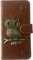 MP Case® PU Leder Mystiek design Bruin Hoesje voor Apple iPhone 7 / 8 (4.7) Uil Figuur book case wallet case